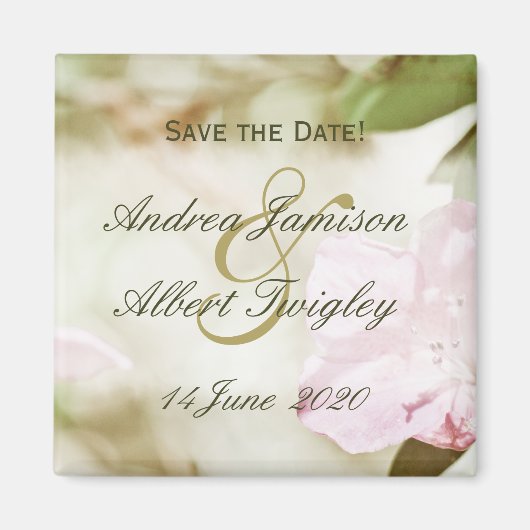 Roze Bloesems Bruiloft Save the Date Magneet (Voorkant)