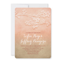 Roze bloesems bruiloft uitnodigingen