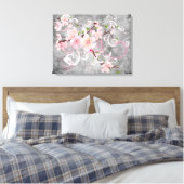 Roze bloesems canvas afdruk (Insitu (Slaapkamer))