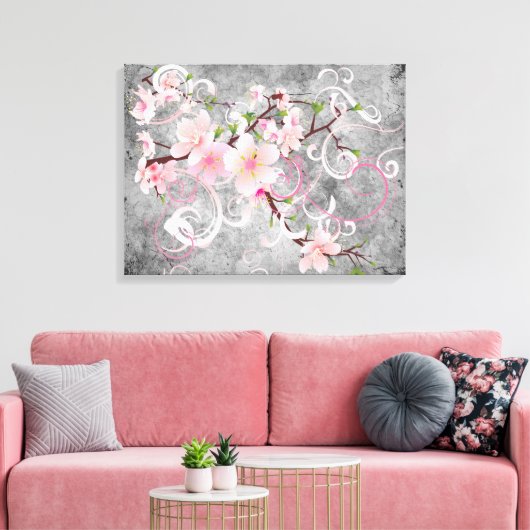 Roze bloesems canvas afdruk (Insitu (Woonkamer))