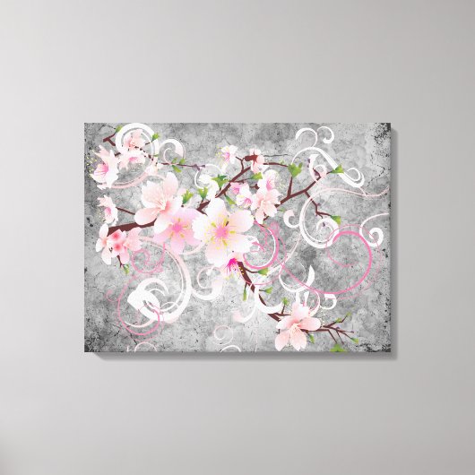 Roze bloesems canvas afdruk (Voorkant)