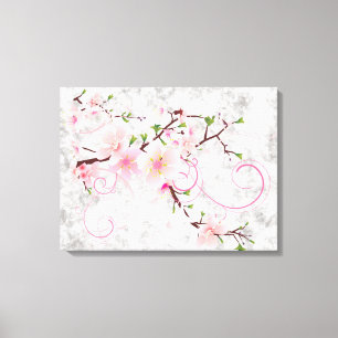Roze Bloesems Canvas Afdruk