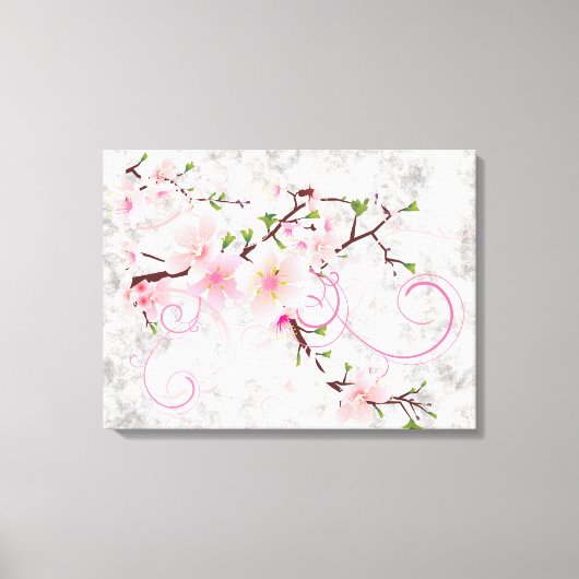 Roze bloesems canvas afdruk (Voorkant)