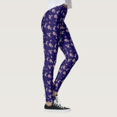 Roze bloesems Donkerblauw Leggings (Rechts)