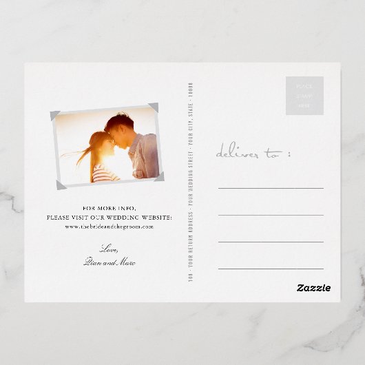 Roze bloesems Dubbelgeluk opslaan Datum Folie Uitnodiging Briefkaart (Achterkant)