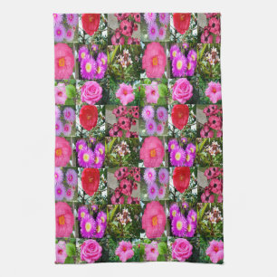 "Roze Bloesems: Een Fotografische Bloemencollage" Theedoek