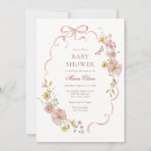 Roze Bloesems en Bogen Baby shower Kaart (Voorkant)
