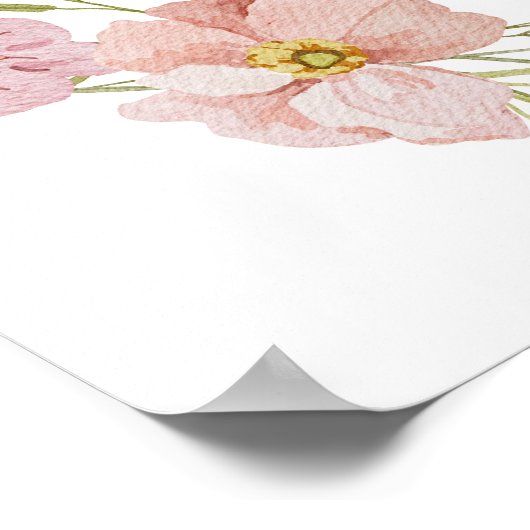 Roze Bloesems en Bogen Baby shower Welkomstbord Poster (Hoek)