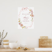 Roze Bloesems en Bogen Baby shower Welkomstbord Poster (Keuken)