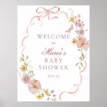 Roze Bloesems en Bogen Baby shower Welkomstbord