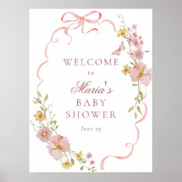 Roze Bloesems en Bogen Baby shower Welkomstbord Poster