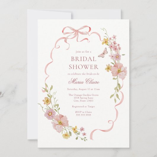 Roze Bloesems en Bogen Vrijgezellenfeest Kaart (Voorkant)