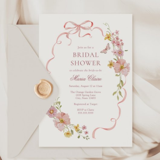 Roze Bloesems en Bogen Vrijgezellenfeest Kaart