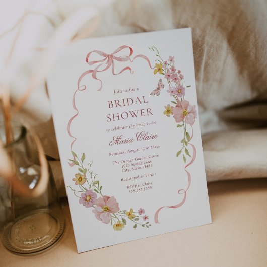 Roze Bloesems en Bogen Vrijgezellenfeest Kaart