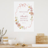 Roze Bloesems en Bogen Vrijgezellenfeest Welkomstb Poster (Keuken)