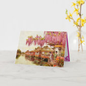 Roze bloesems en geisha's kaart (Gele Bloem)