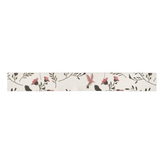 Roze bloesems en tekenflesjes grosgrain lint (Voorkant)