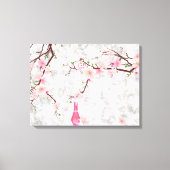 Roze bloesems en vaas canvas afdruk (Voorkant)