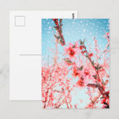 Roze bloesems en vliegbladen (of sneeuw?) briefkaart (Voorkant / Achterkant)