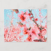 Roze bloesems en vliegbladen (of sneeuw?) briefkaart (Voorkant)