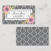Roze bloesems Floral Chevron Spring Visitekaartje (Voorkant / Achterkant)