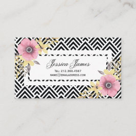 Roze bloesems Floral Chevron Spring Visitekaartje