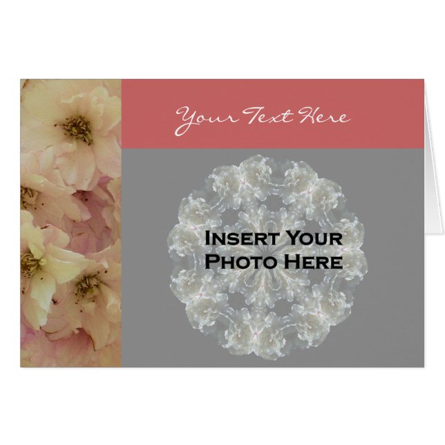 Roze bloesems Floral fotokaart (Voorkant Horizontaal)