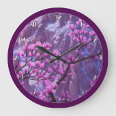 Roze bloesems Floral Wall klok (Voorkant)