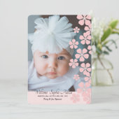 Roze bloesems Foto geboortedatum Aankondiging (Staand voorkant)