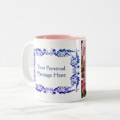 Roze bloesems Foto Lijst gepersonaliseerd Tweekleurige Koffiemok (Voorkant links)