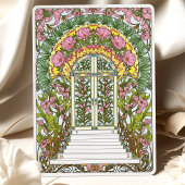 Roze bloesems & gele accenten Bewaar de datum Kaart