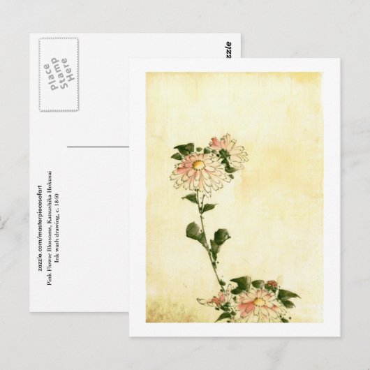 Roze bloesems, Hokusai Fine Art Briefkaart (Voorkant / Achterkant)