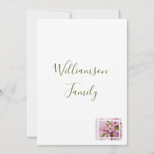 Roze bloesems in Waterverf Bedankkaart (Achterkant)