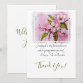 Roze bloesems in Waterverf Bedankkaart (Voorkant / Achterkant)