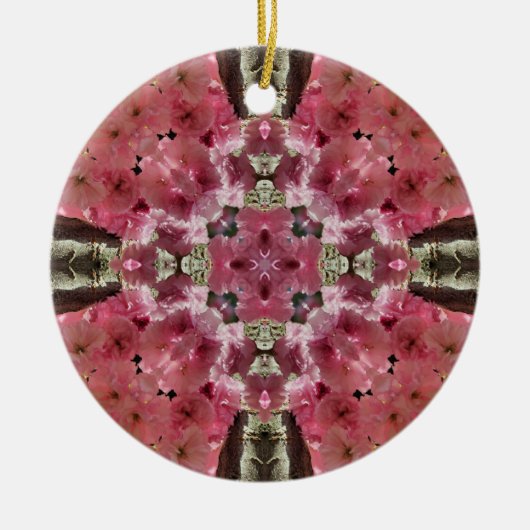 Roze Bloesems Kaleidoscoop Bloemen Ornament (Voorkant)