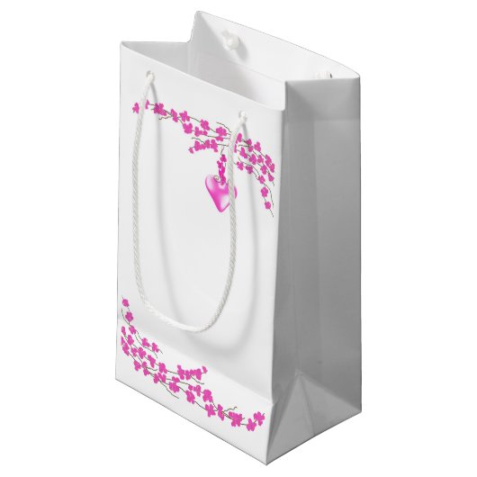 Roze Bloesems Klein Cadeauzakje (Voorkant Gekanteld)