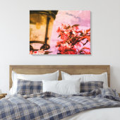Roze Bloesems, Lamp Acryl Wandkunst Canvas Afdruk (Insitu (Slaapkamer))