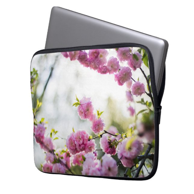 roze bloesems laptop sleeve (Voorkant Links)