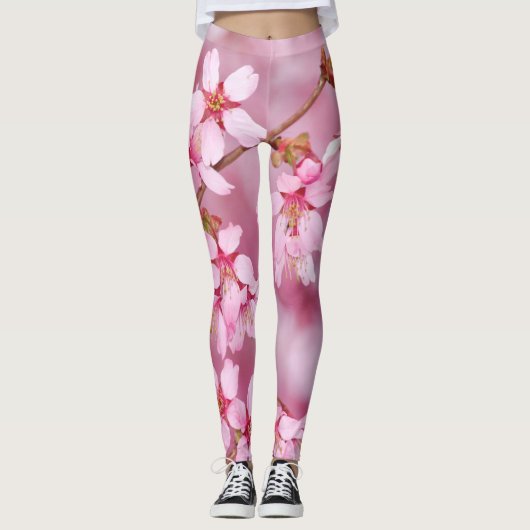 Roze bloesems Leggings (Voorkant)