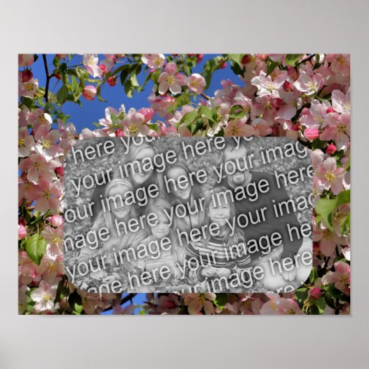 Roze bloesems Lijst Creëer Uw eigen foto Poster (Voorkant)