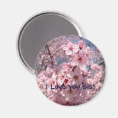 Roze bloesems magneet Ik hou van je zusje! Mangets (Voorkant / Achterkant)