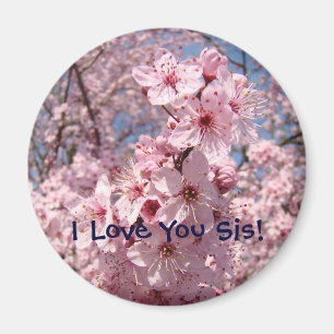 Roze bloesems magneet Ik hou van je zusje! Mangets