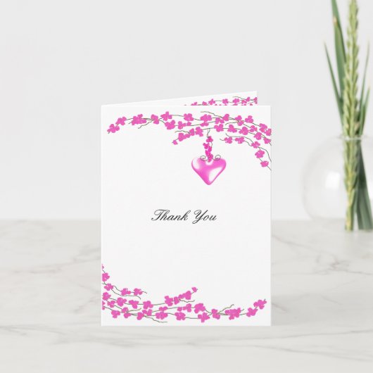 Roze bloesems met hart bedankt (Voorkant)