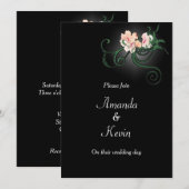 Roze bloesems op Black Weddenschap Kaart (Voorkant / Achterkant)