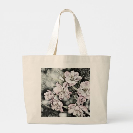 roze bloesems op een tak grote tote bag (Achterkant)