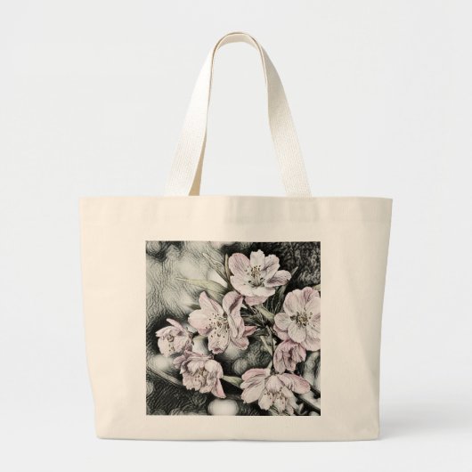  roze bloesems op een tak grote tote bag (Voorkant)
