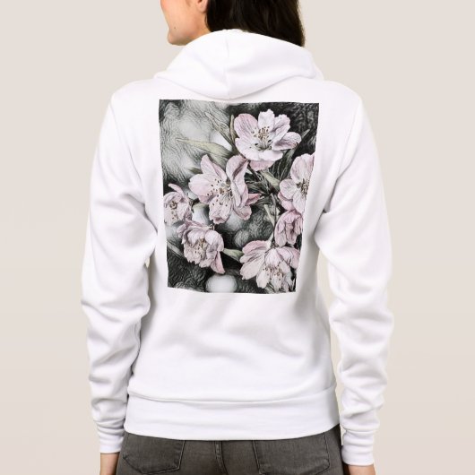  roze bloesems op een tak hoodie (Achterkant)