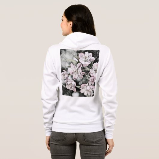  roze bloesems op een tak hoodie (Achterkant volledig)