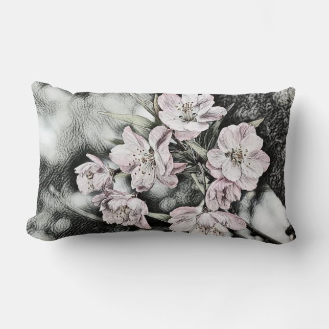  roze bloesems op een tak kussen (Voorkant)