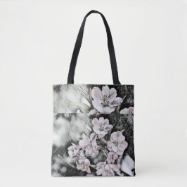  roze bloesems op een tak tote bag